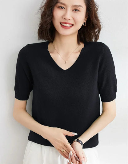 | V-Neck Knit Top