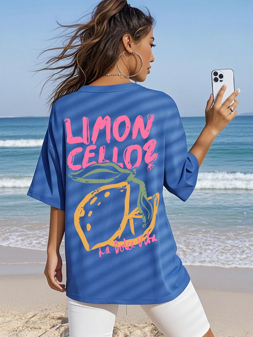 Lemon Graphic Loose Cotton T-shirt