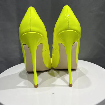 Green Patent Pointy Toe High Heels for Elegant Women