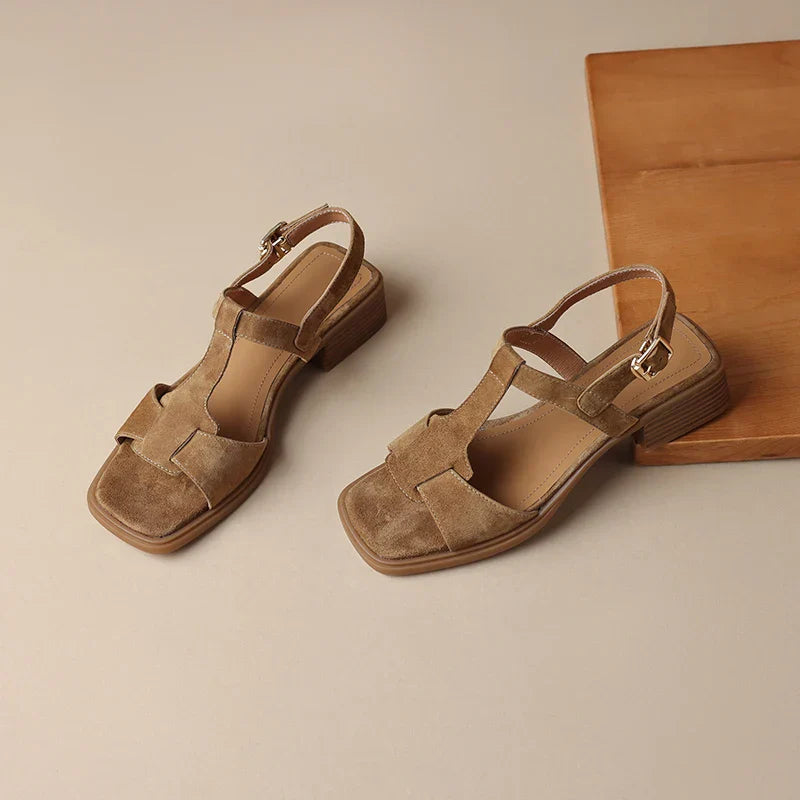 | Suede T-Strap Sandals