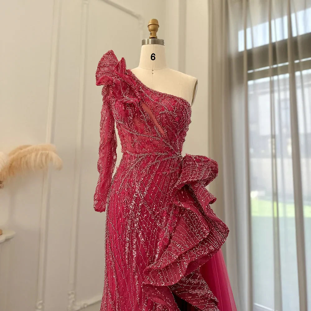 One-Shoulder Side Slit Mermaid Formal Dresses