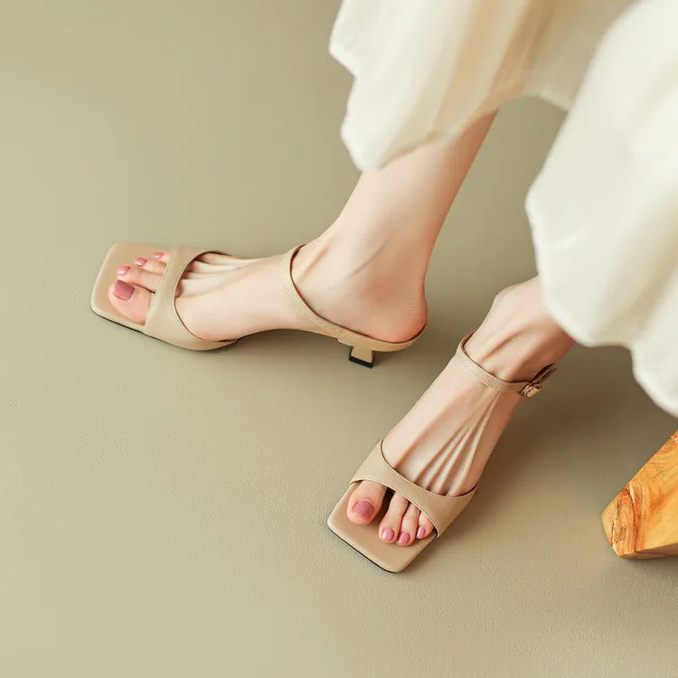 | Leather Heel Mules