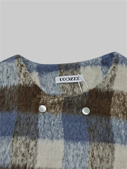 Elena Plaid Puffed Fleece Jacket