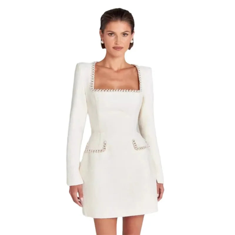 | Tweed Pearl Trim Blazer Mini Dress