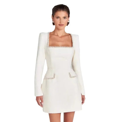 | Tweed Pearl Trim Blazer Mini Dress
