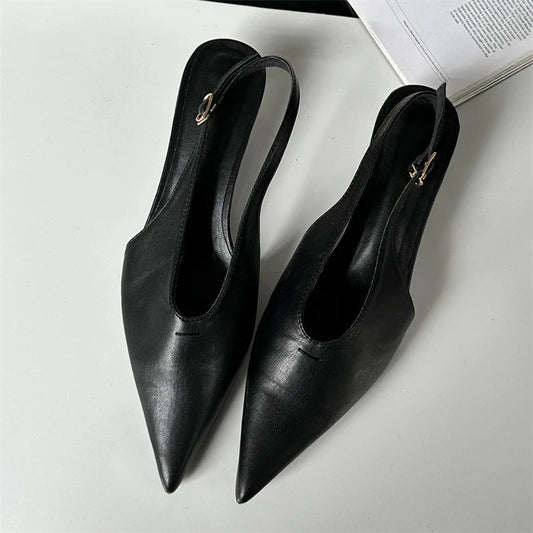 Pointed Toe Buckle Strap Pumps with Thin Low Heels for Women