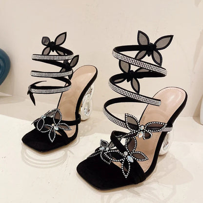 Summer Metal Fretwork Heels Gladiator Sandals for Women