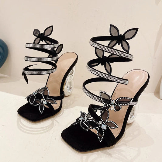Summer Metal Fretwork Heels Gladiator Sandals for Women
