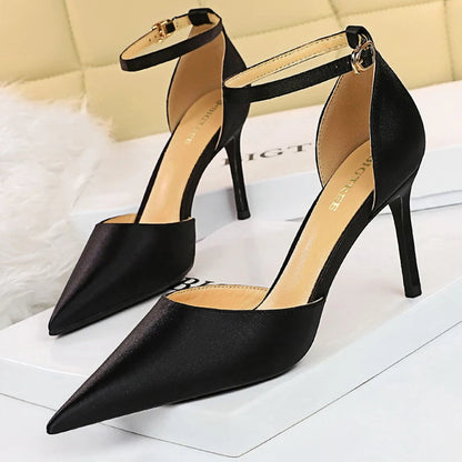 Summer Satin Kitten Heel Wedding Pumps for Women