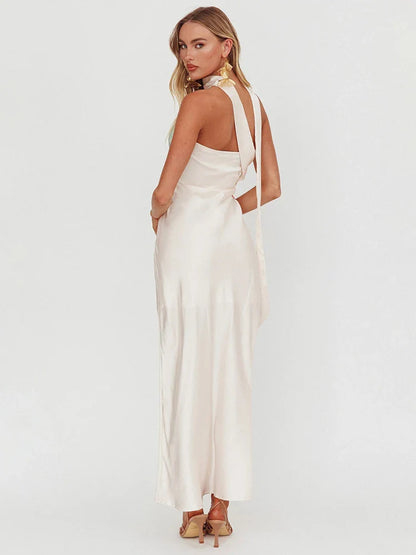 Halter Print Off-shoulder Strapless Sleeveless Vacation Dress