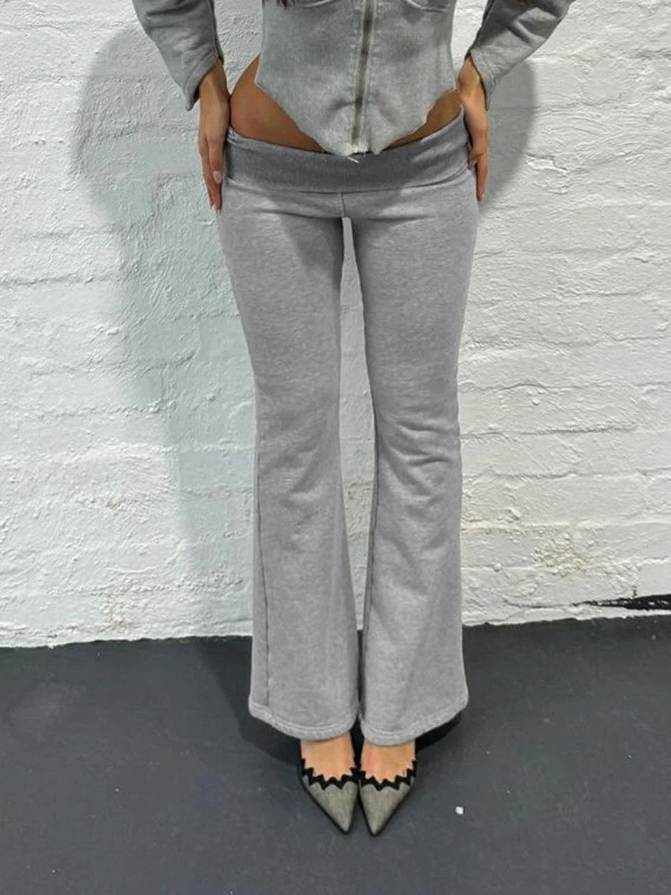Bow Patchwork Flared Track Pant