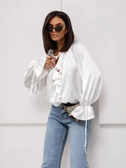 | Satin Ruffle Blouse
