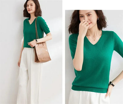 | V-Neck Knit Top