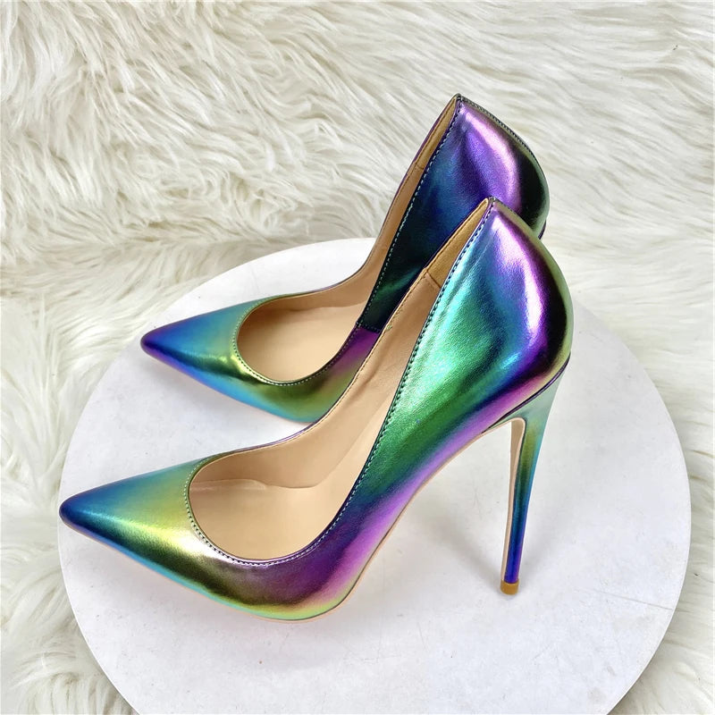 Silver Shiny Pointy Toe High Heel Wedding Party Bridemaids Shoes