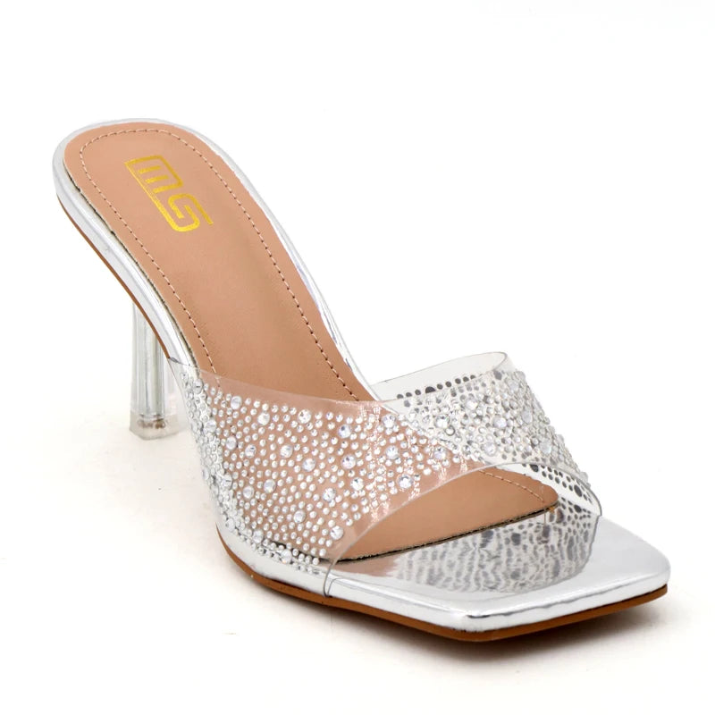 Summer Rhinestone Thin Heel High Heel Sandals Luxury Designer 8.5CM