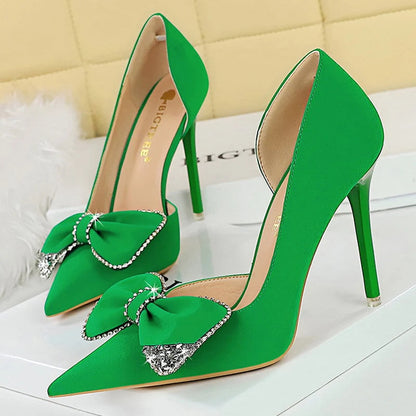 Luxury Rhinestone Bow Women Pumps High Heels Shoes