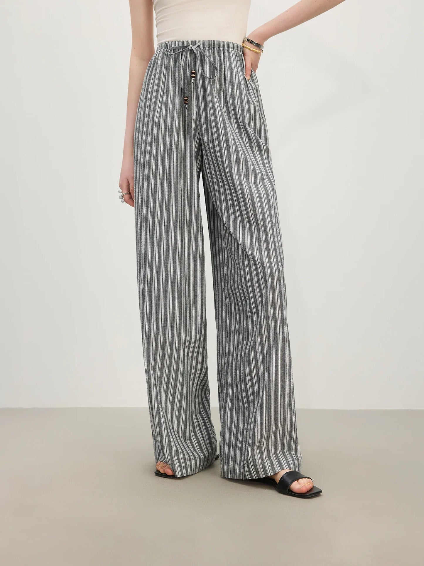 Striped High Waist Drape Pant