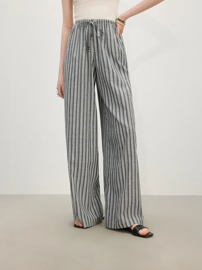 Striped High Waist Drape Pant