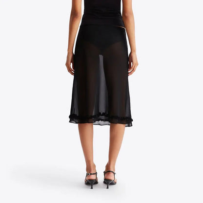 Elegant Dot Pattern Sheer Mesh Skirt