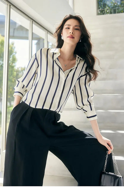 | Stripe Satin Blouse