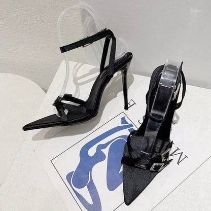 Crystal Buckle High Heels Sandals for Women