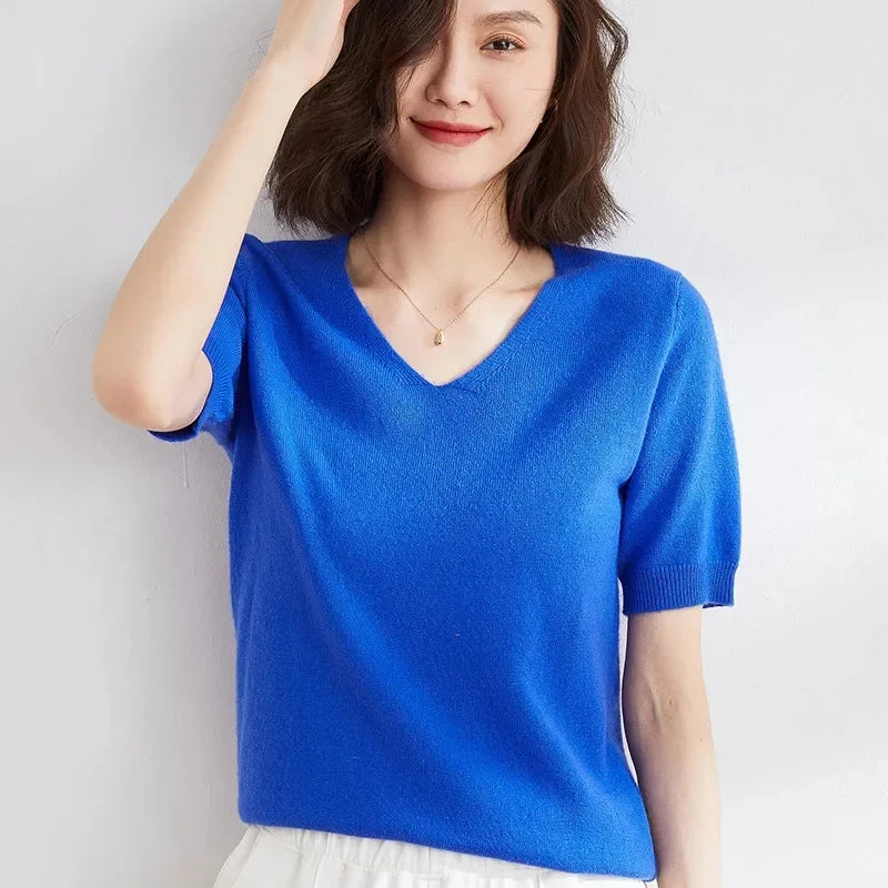 | V-Neck Knit Top