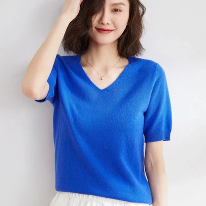 | V-Neck Knit Top