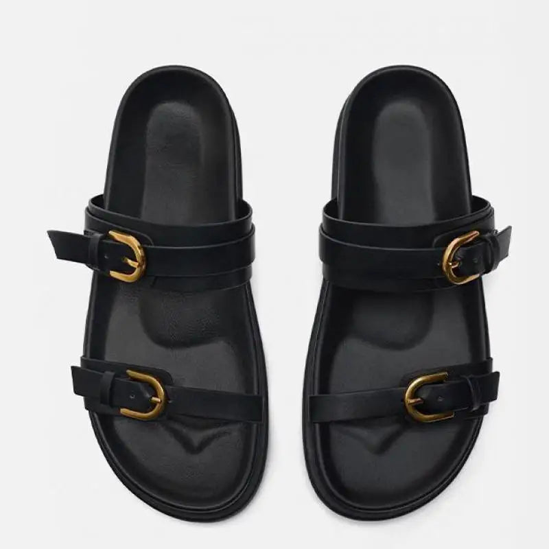 | Leather Slides with Buckle