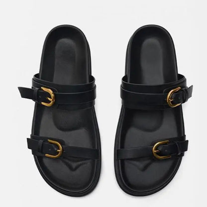 | Leather Slides with Buckle