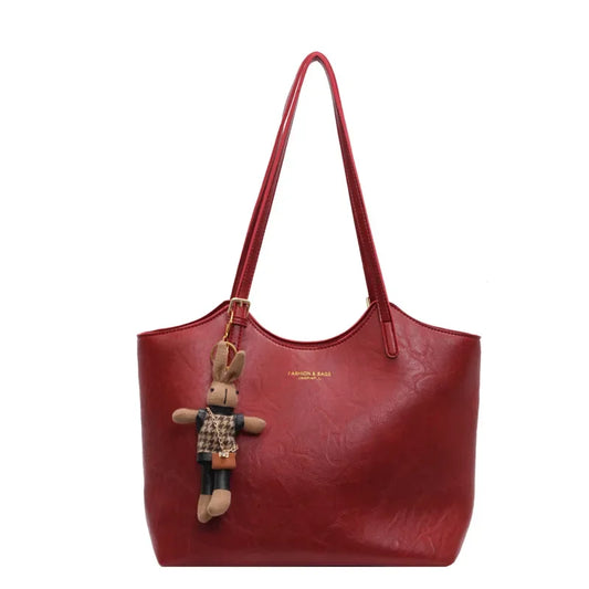 | Soft Vegan Leather Tote Bag with Shoulder Straps