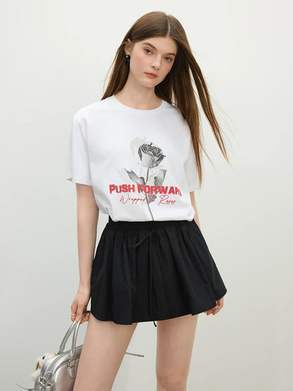 Rose Print Tencel Cooling T-shirt