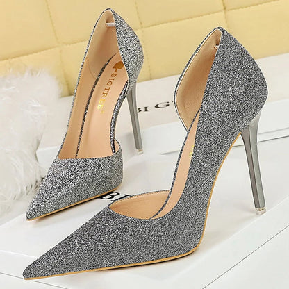 Sequin Cloth High Heel Stilettos for Retro Women Party