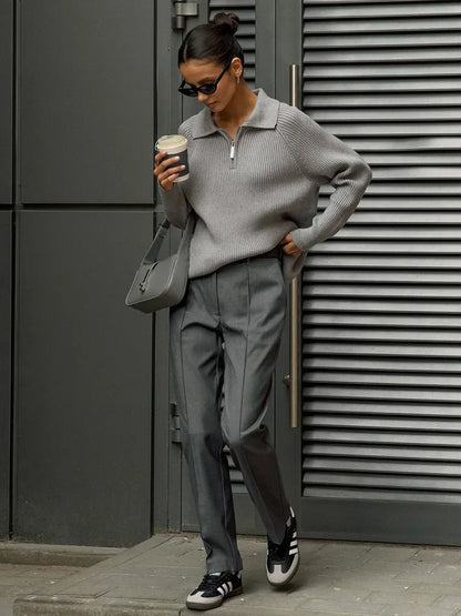 | Ribbed Half-Zip Sweater
