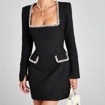 | Tweed Pearl Trim Blazer Mini Dress