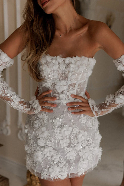 Strapless Beaded Appliques Vacation Dress