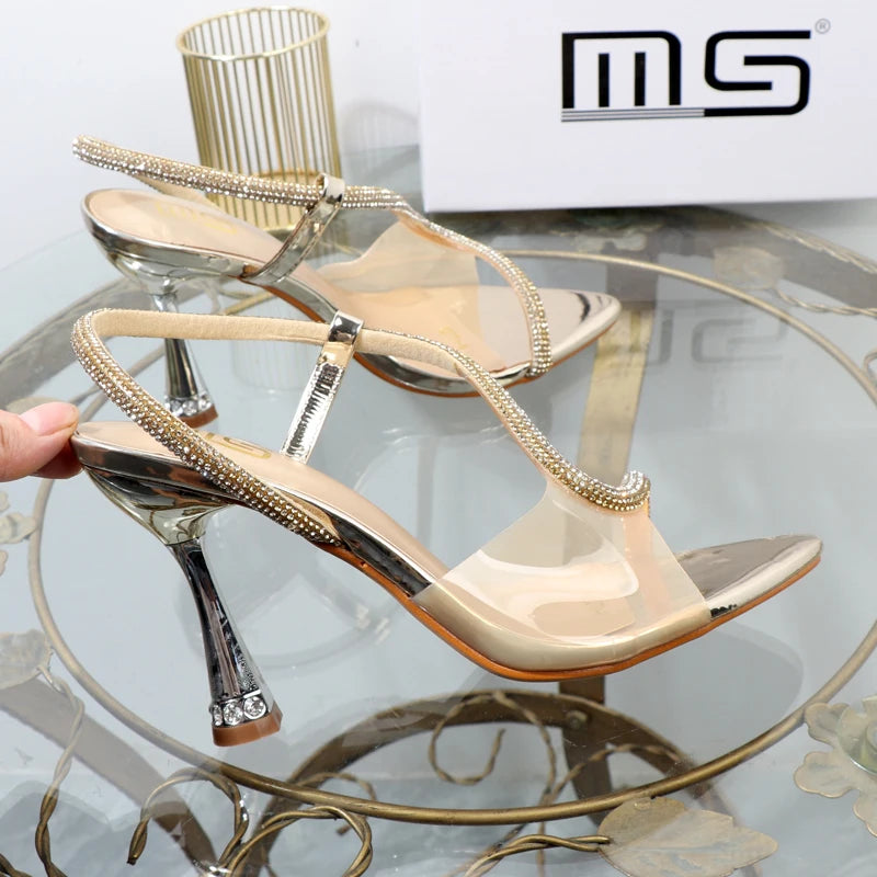 Autumn Elegant Rhinestone Pointed Stiletto Heel Sandals