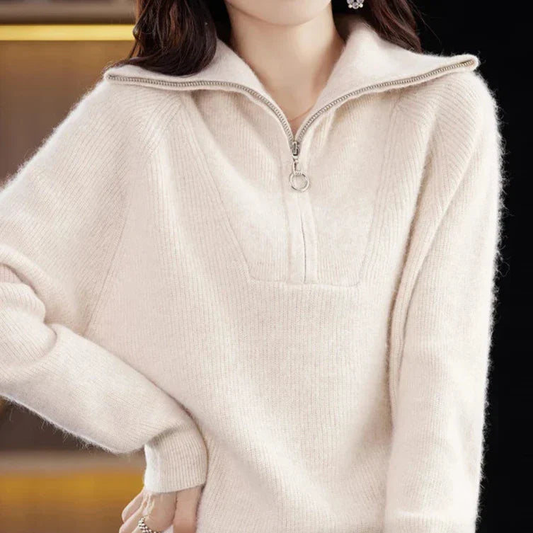 | Half-Zip Mink Wool Sweater