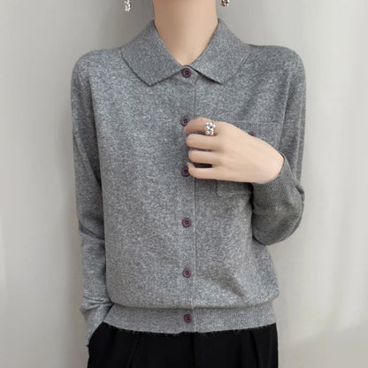 | Merino Wool Polo Cardigan