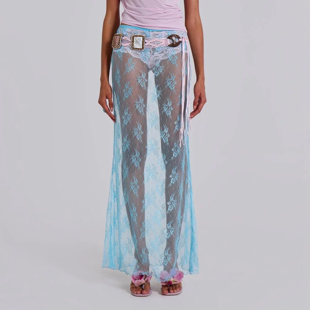 Vintage Floral Lace Sheer Skirt
