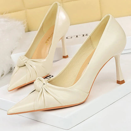 Red Women Pumps High Heels Stilettos 8 Cm Pointed Women