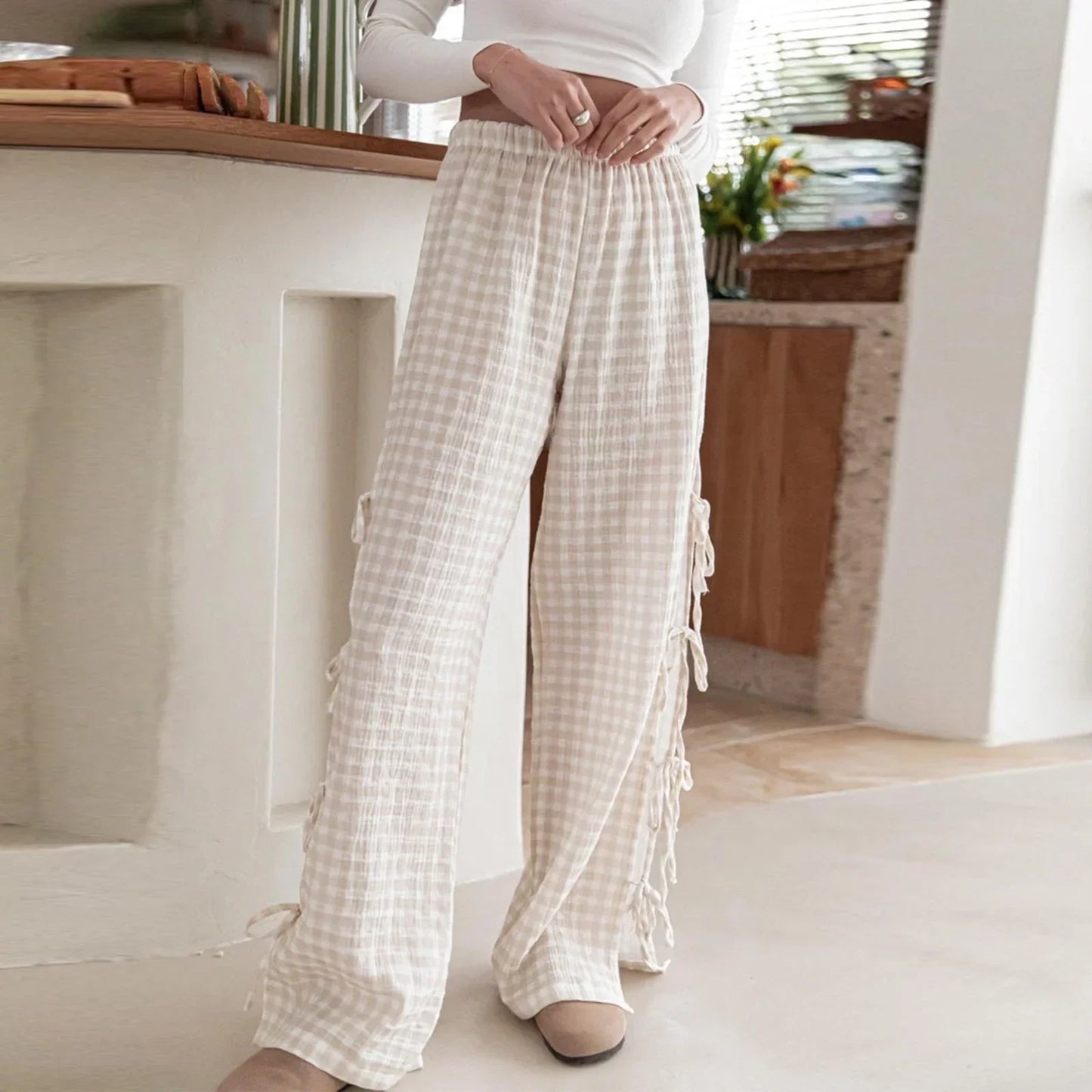 | Checkered Cotton Trousers