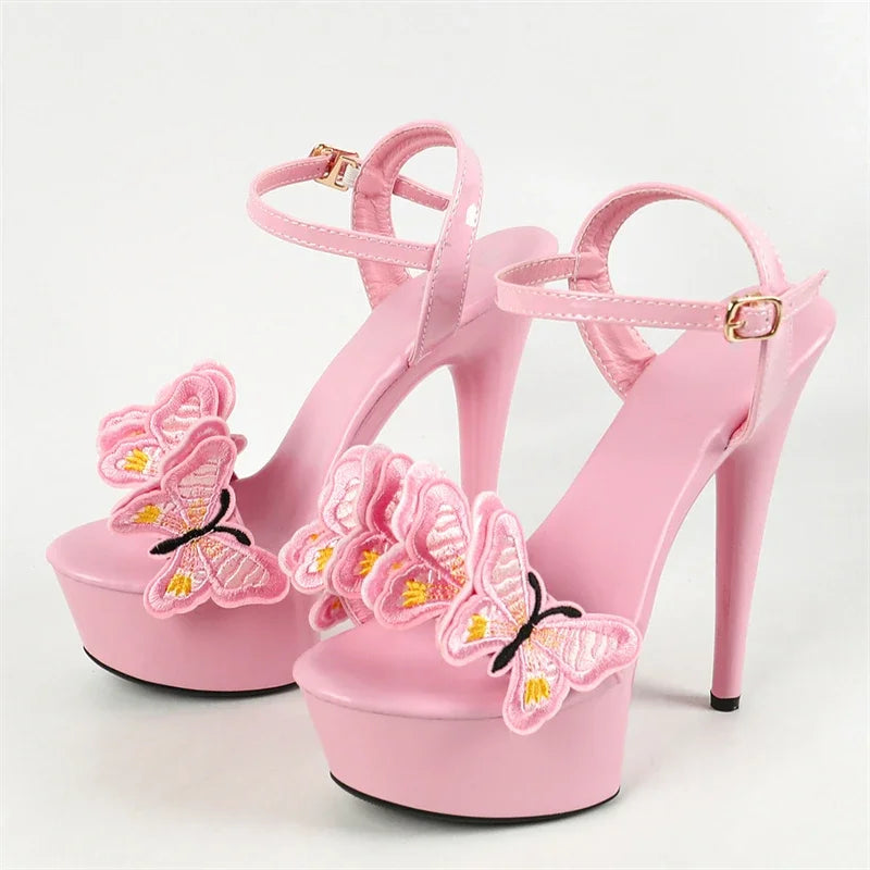 Floral Bow Platform Sandals with Buckle Strap