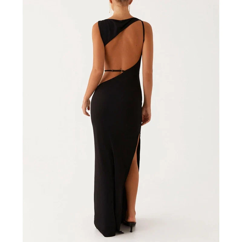 Solid Color Sleeveless Boa Bodycon Dress