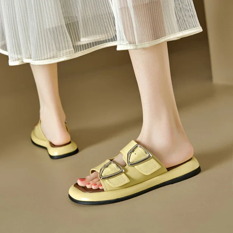 | Twin-Buckle Slide Sandals