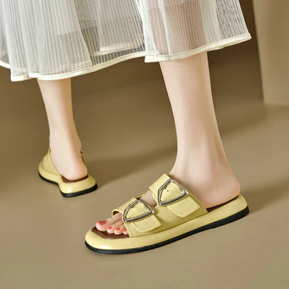 | Twin-Buckle Slide Sandals
