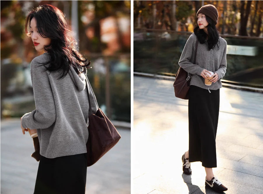 | Cashmere Hooded Cardigan