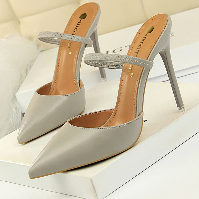 Rivet High Heels Woman Pumps Pu Leather 9cm Sexy Party Women Heels