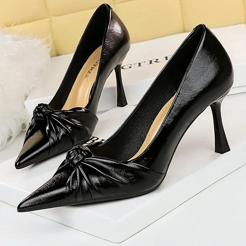 Red Women Pumps High Heels Stilettos 8 Cm Pointed Women