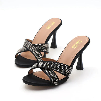Luxury silk sandals for women with 8.5CM heels
