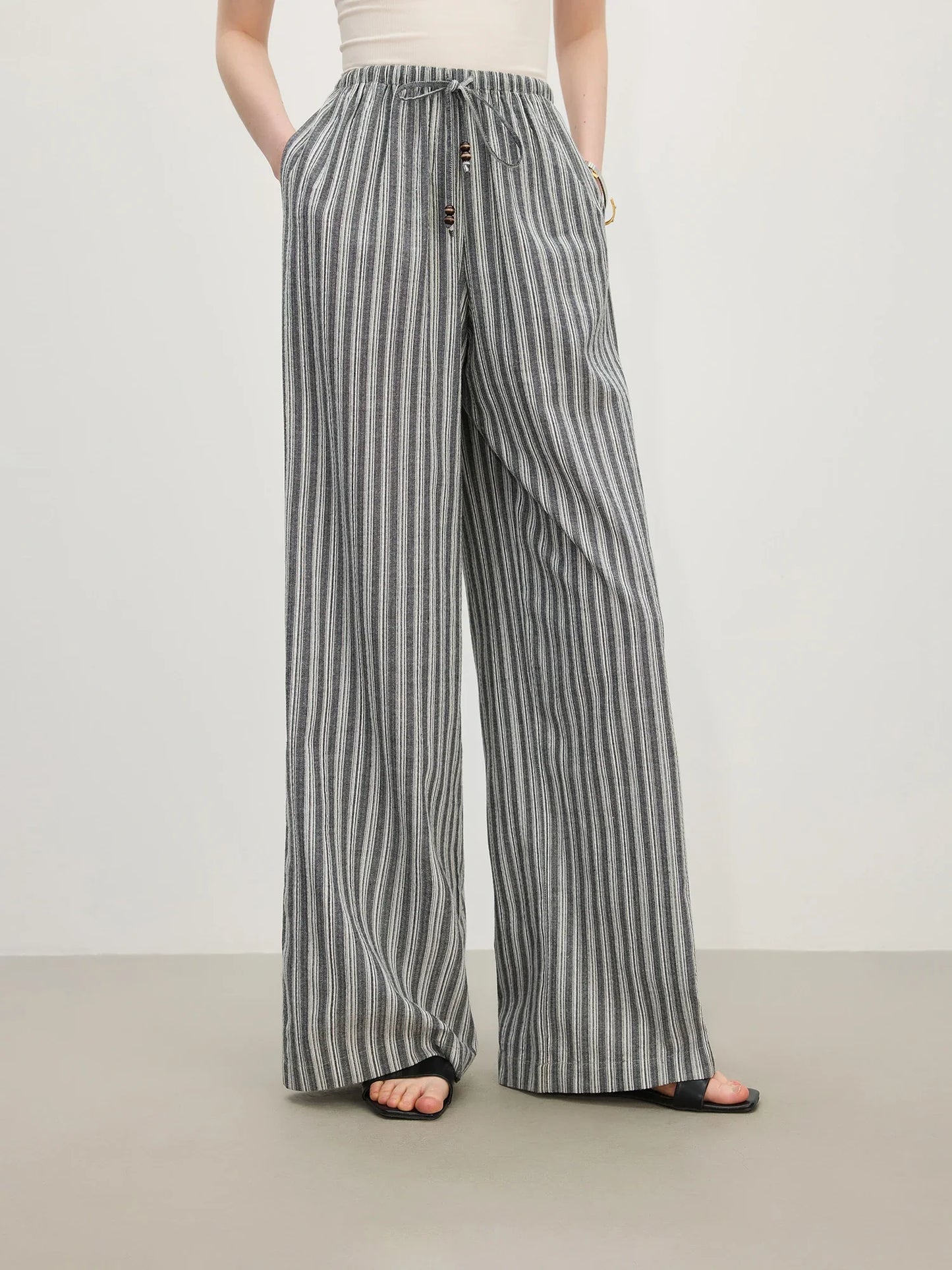 Striped High Waist Drape Pant